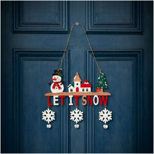 Afbeelding van Kerstdecoratie - hangend - hout - met bel - 23 x 20 cm - 2 soorten 1 Stuks [59742] - 01 59742 web