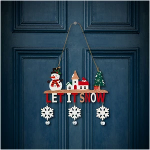 Afbeelding van Kerstdecoratie - hangend - hout - met bel - 23 x 20 cm - 2 soorten 1 Stuks [59742] - 01 59742 web