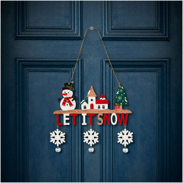 Afbeelding van Kerstdecoratie - hangend - hout - met bel - 23 x 20 cm - 2 soorten 1 Stuks [59742] - 01 59742 web