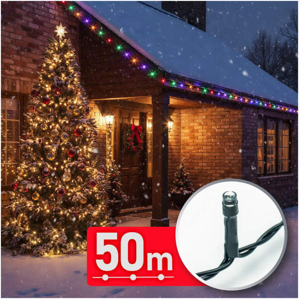 Afbeelding van Lichtsnoer - 50 m - multicolor - 1000 LED's - 220-240V - 9W - groene kabel 1 Stuks [59771] - 01 59771 web