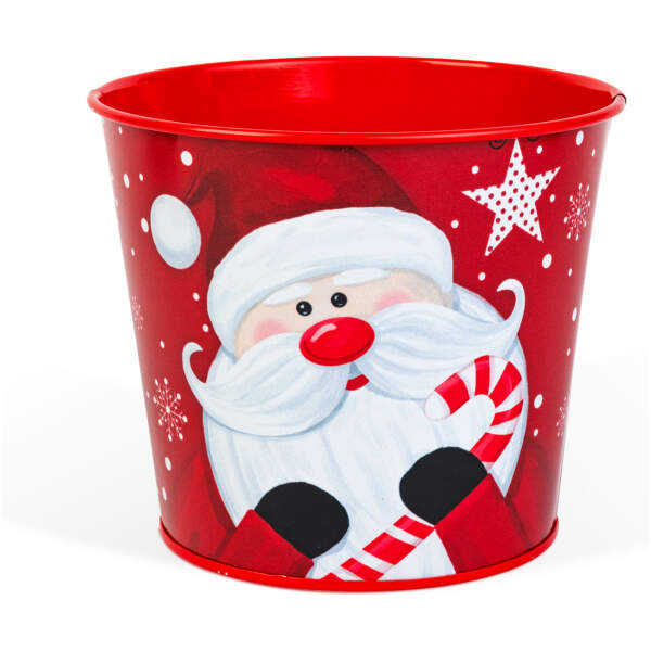 Afbeelding van Kerstdecoratie - metalen pot, emmer - Kerstman - 13 x 11 cm 1 Stuks [59724A] - 02 59724A web