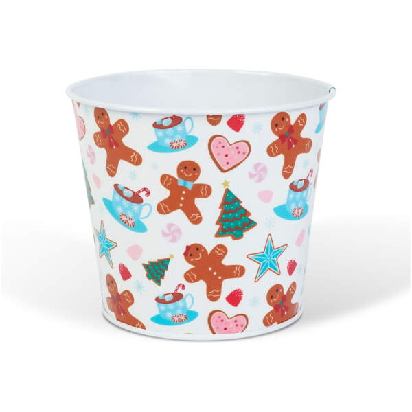 Afbeelding van Kerstdecoratie - metalen bloempot, emmer - peperkoek - 13 x 11 cm 1 Stuks [59733A] - 02 59733A web