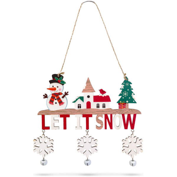 Afbeelding van Kerstdecoratie - hangend - hout - met bel - 23 x 20 cm - 2 soorten 1 Stuks [59742] - 02 59742 web