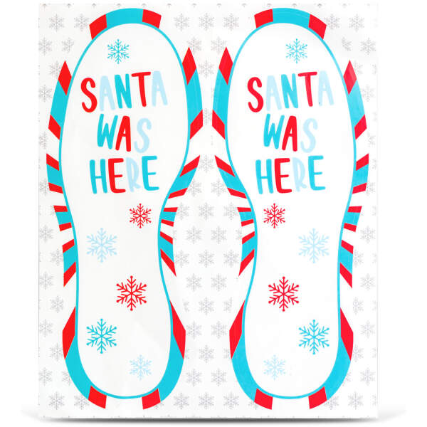 Afbeelding van Kerstdecoratie - "Santa was here" voetafdruksticker - 25 x 10 cm - 2 stuks / verpakking 1 Stuks