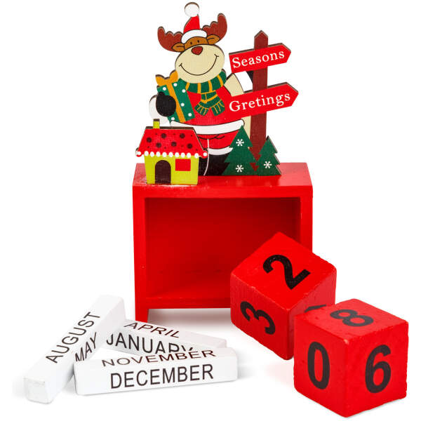 Afbeelding van Kerstkalender - MDF - 13,5 x 7 x 3,5 cm - 3 soorten 1 Stuks [59740] - 03 59740 web