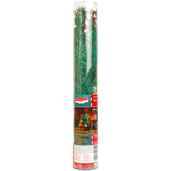 Afbeelding van Kunstkerstboomset - 40 cm kunstboom + 20 ornamenten - groen - kunststof 1 Stuks [59748] - 03 59748 web
