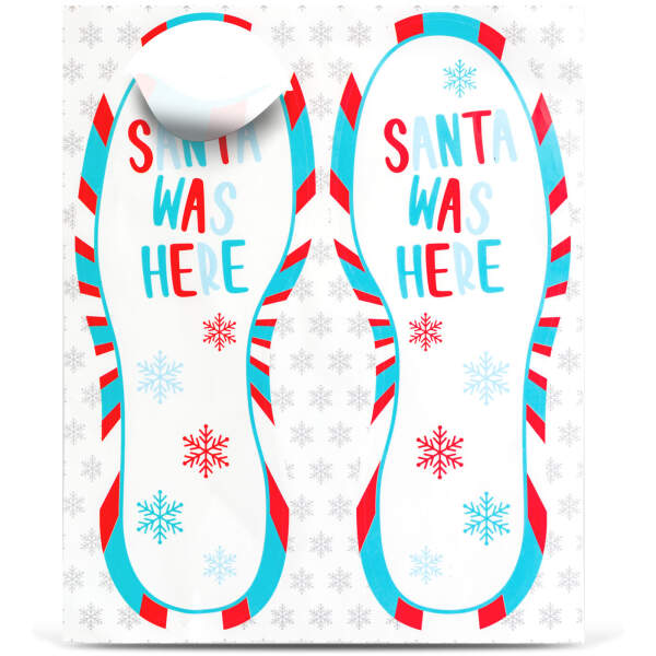 Afbeelding van Kerstdecoratie - "Santa was here" voetafdruksticker - 25 x 10 cm - 2 stuks / verpakking 1 Stuks