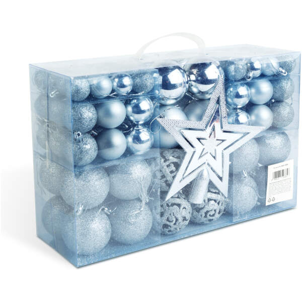 Afbeelding van Kerstversieringsset - 100 kerstballen + stertopper - zilver 1 Stuks [EDO-3083] - 03 EDO 3083 web