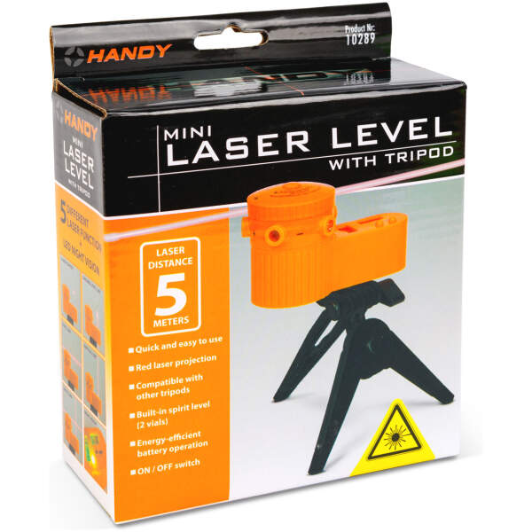 Afbeelding van Mini laserwaterpas met statief – 105 x 50 x 60 mm – 3 x AG13 1 Stuks [10289] - 04 10289 web