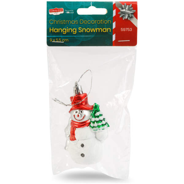 Afbeelding van Kerstversiering - sneeuwpop - hangend - kunststof - 9 x 5,5 cm 1 Stuks [59753] - 04 59753 web