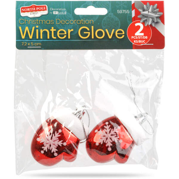 Afbeelding van Kerstdecoratie - winterhandschoen - 7,2 x 5 cm - 2 stuks / verpakking 1 Stuks [59755] - 04 59755 web