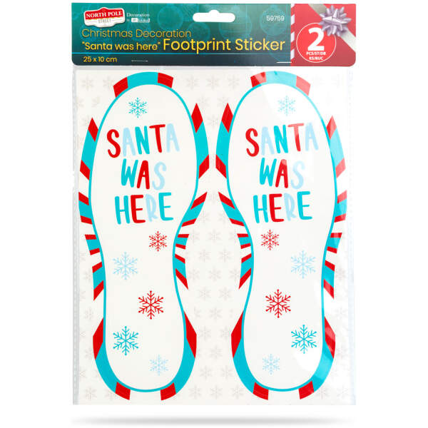 Afbeelding van Kerstdecoratie - "Santa was here" voetafdruksticker - 25 x 10 cm - 2 stuks / verpakking 1 Stuks