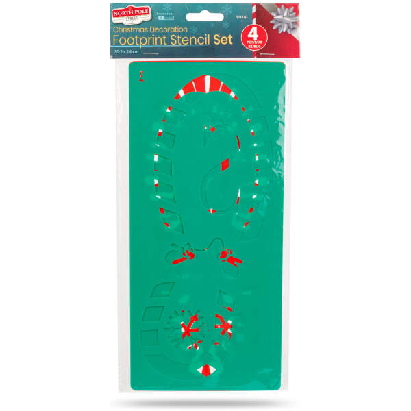 Afbeelding van Kerstdecoratie - voetafdruk sjabloonset - kunststof - 30,5 x 14 cm - 4 stuks / verpakking 1 Stuks [59741] -