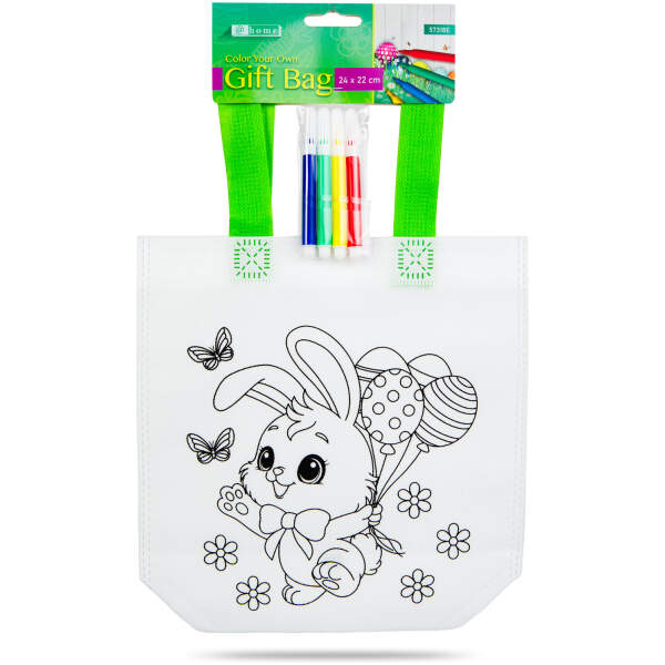Afbeelding van Kleurbare cadeauzak – met 4 stiften – 24 x 22 cm – 4 ontwerpen 1 Stuks [57318E] - 06 57318E web