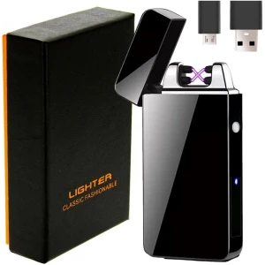 Afbeelding van Luxe Oplaadbare Elektrische Plasma Aansteker in Gift Verpakking - USB oplaadbaar - incl. USB kabel - Zwart -
