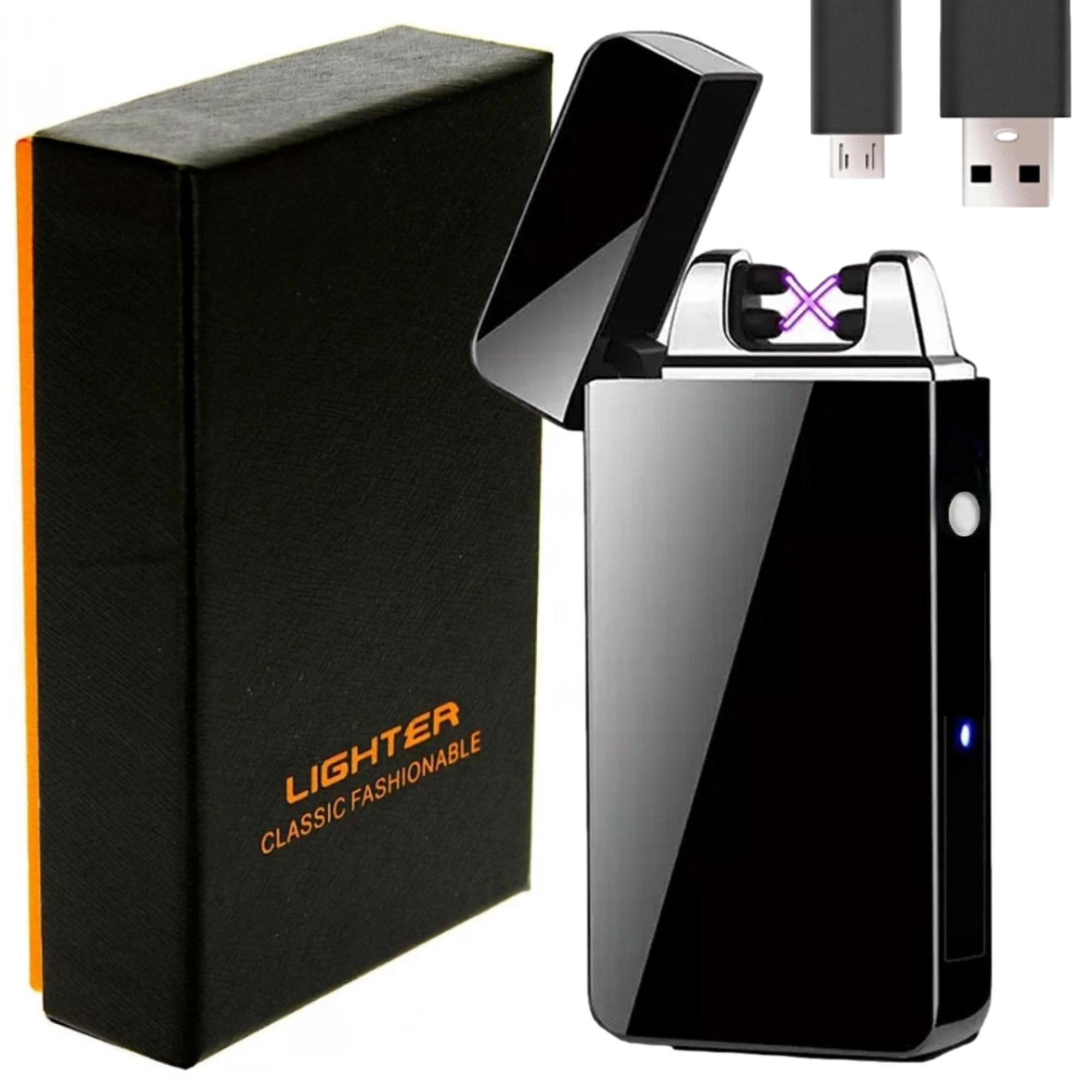 Afbeelding van Luxe Oplaadbare Elektrische Plasma Aansteker in Gift Verpakking - USB oplaadbaar - incl. USB kabel - Zwart -