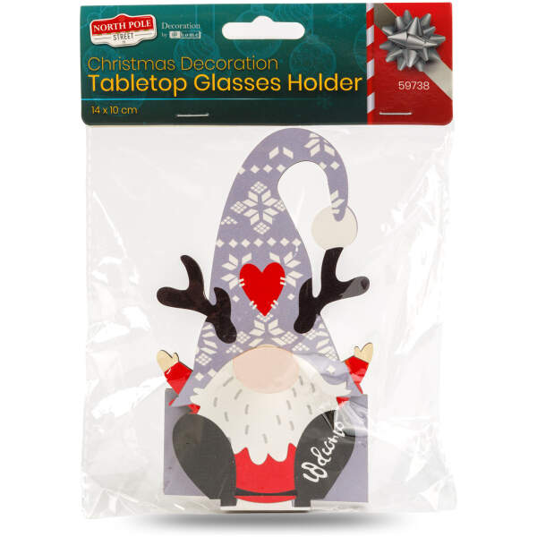 Afbeelding van Kerstdecoratie - tafelglazenhouder - 14 x 10 cm - 4 soorten 1 Stuks [59738] - 13 59738 web