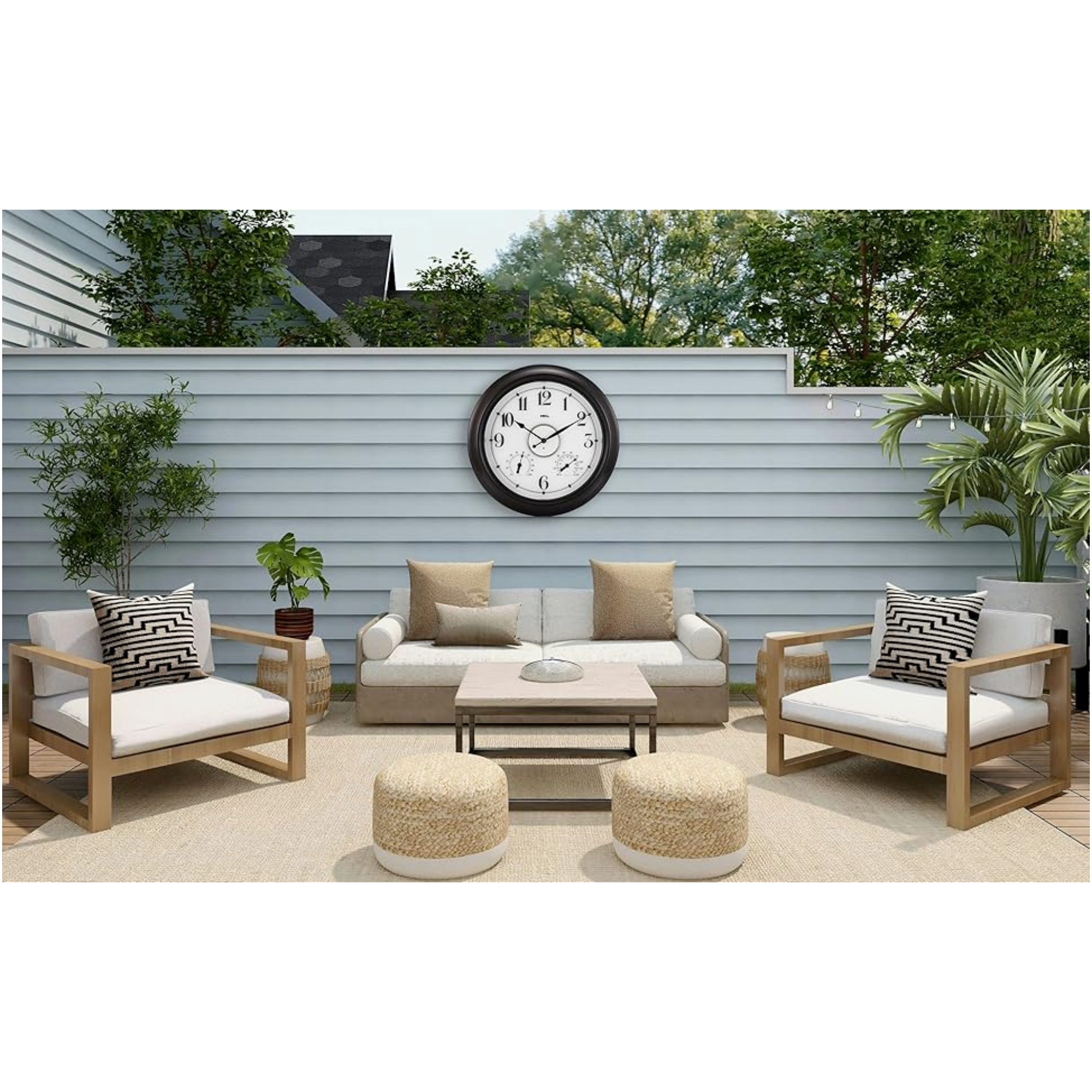 Afbeelding van HSXL - Verlichte Quartz Wandklok 45 cm - Binnen óf Buitenklok - Zwarte Lichtgevende Industriële LED Klok -