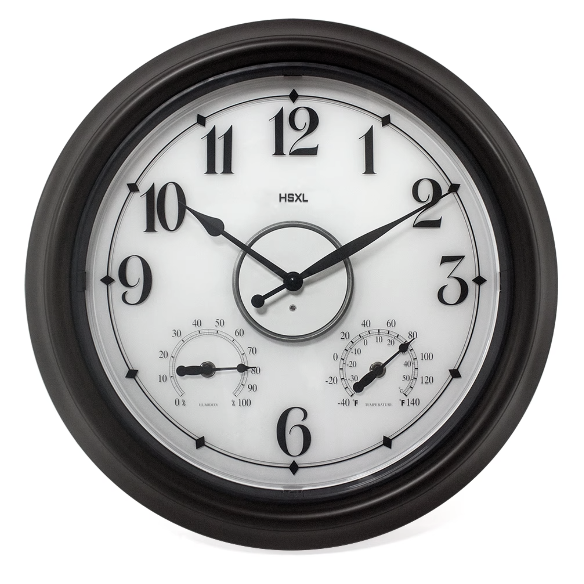 Afbeelding van HSXL - Verlichte Quartz Wandklok 45 cm - Binnen óf Buitenklok - Zwarte Lichtgevende Industriële LED Klok -