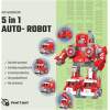Afbeelding van N'JOY Life - Robot speelgoed - Rood 5 in 1 - Robots - Politie - Brandweerauto - Bouwpakket -