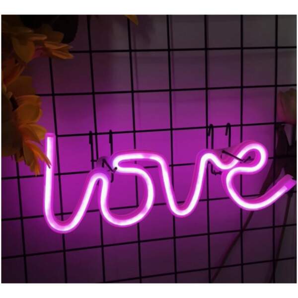 Afbeelding van LED Love Lamp – Neon Roze –Wandmontage - USB & Batterij – Sfeerverlichting voor Mancave, Bar of