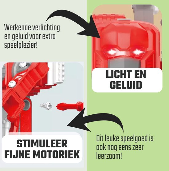 Afbeelding van N'JOY Life - Robot speelgoed - Rood 5 in 1 - Robots - Politie - Brandweerauto - Bouwpakket -