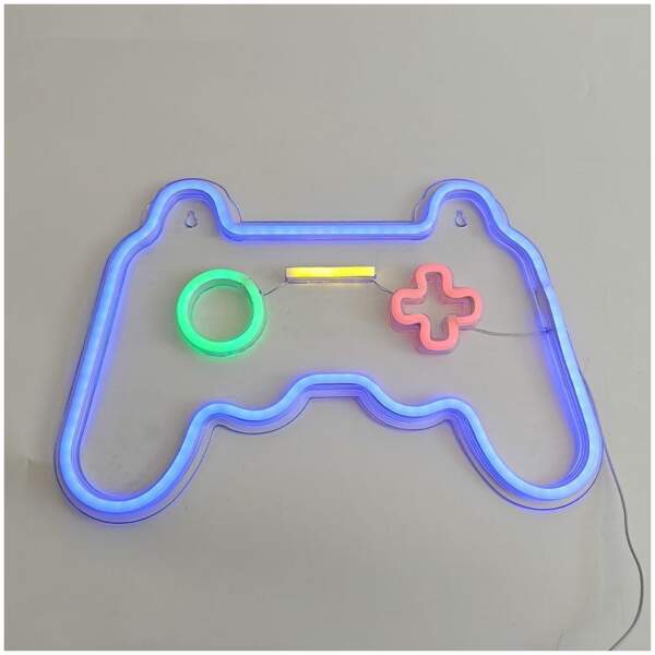 Afbeelding van LED Game Controller Lamp – Neon Multicolor – USB & Batterij – Met Dimmer – Sfeerverlichting voor