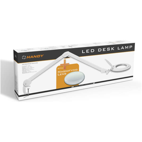 Afbeelding van Handy - Grote Bureau Loeplamp met Tafelklem - Vergrootglas met verlichting - Op Netstroom - 130MM Glas - Loep