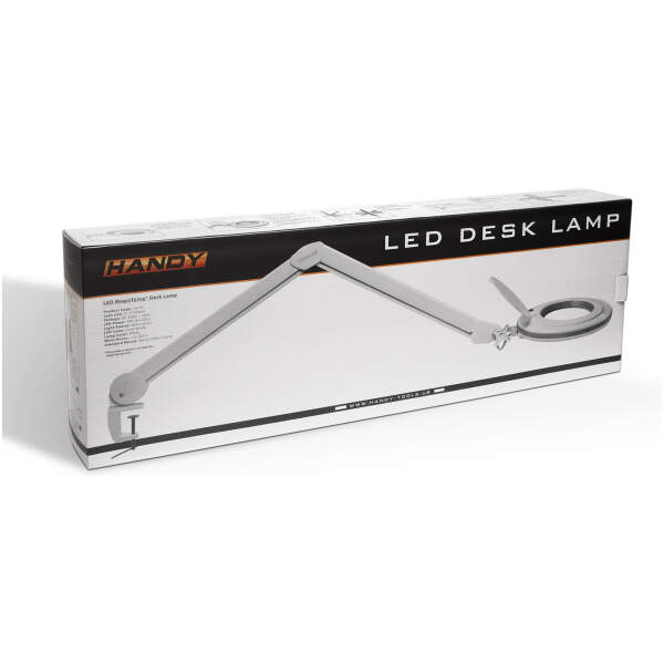 Afbeelding van Handy - Grote Bureau Loeplamp met Tafelklem - Vergrootglas met verlichting - Op Netstroom - 130MM Glas - Loep