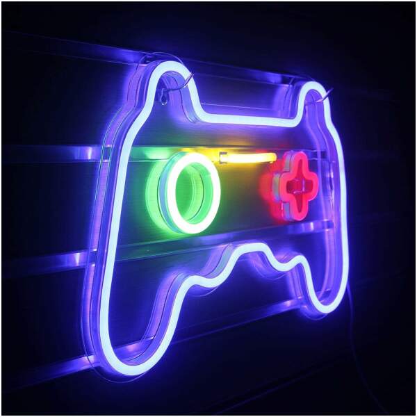 Afbeelding van LED Game Controller Lamp – Neon Multicolor – USB & Batterij – Met Dimmer – Sfeerverlichting voor