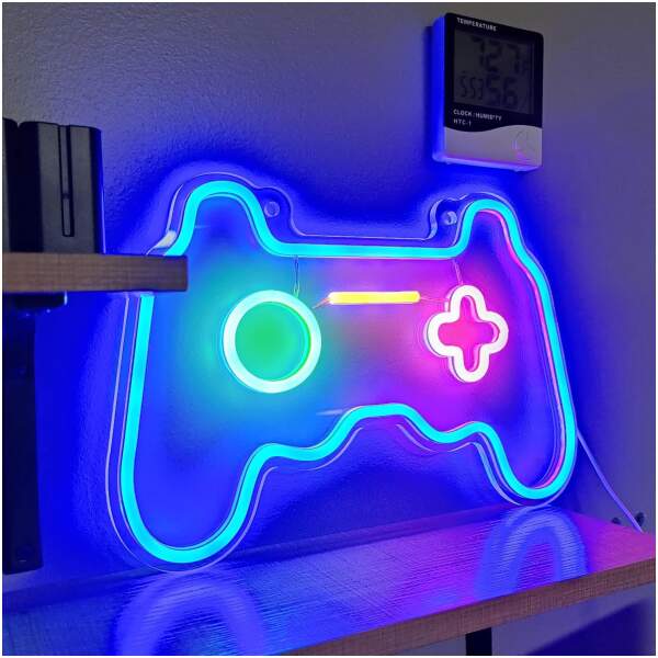 Afbeelding van LED Game Controller Lamp – Neon Multicolor – USB & Batterij – Met Dimmer – Sfeerverlichting voor