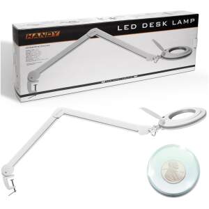 Afbeelding van Handy - Grote Bureau Loeplamp met Tafelklem - Vergrootglas met verlichting - Op Netstroom - 130MM Glas - Loep