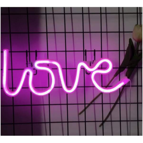 Afbeelding van LED Love Lamp – Neon Roze –Wandmontage - USB & Batterij – Sfeerverlichting voor Mancave, Bar of