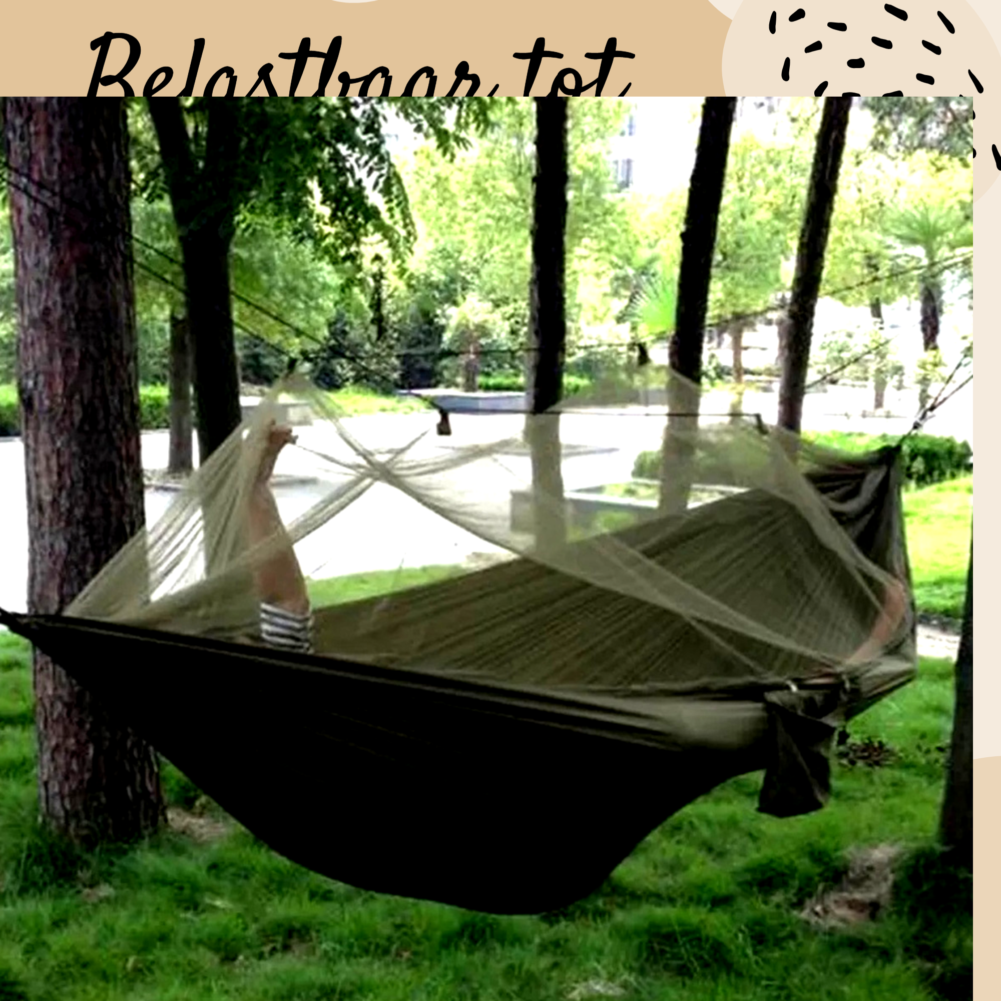 Afbeelding van HSXL Lichtgewicht Outdoor Hangmat met Muggennet en Accessoires - 260x140cm - Zwart- Survival Hangmat met