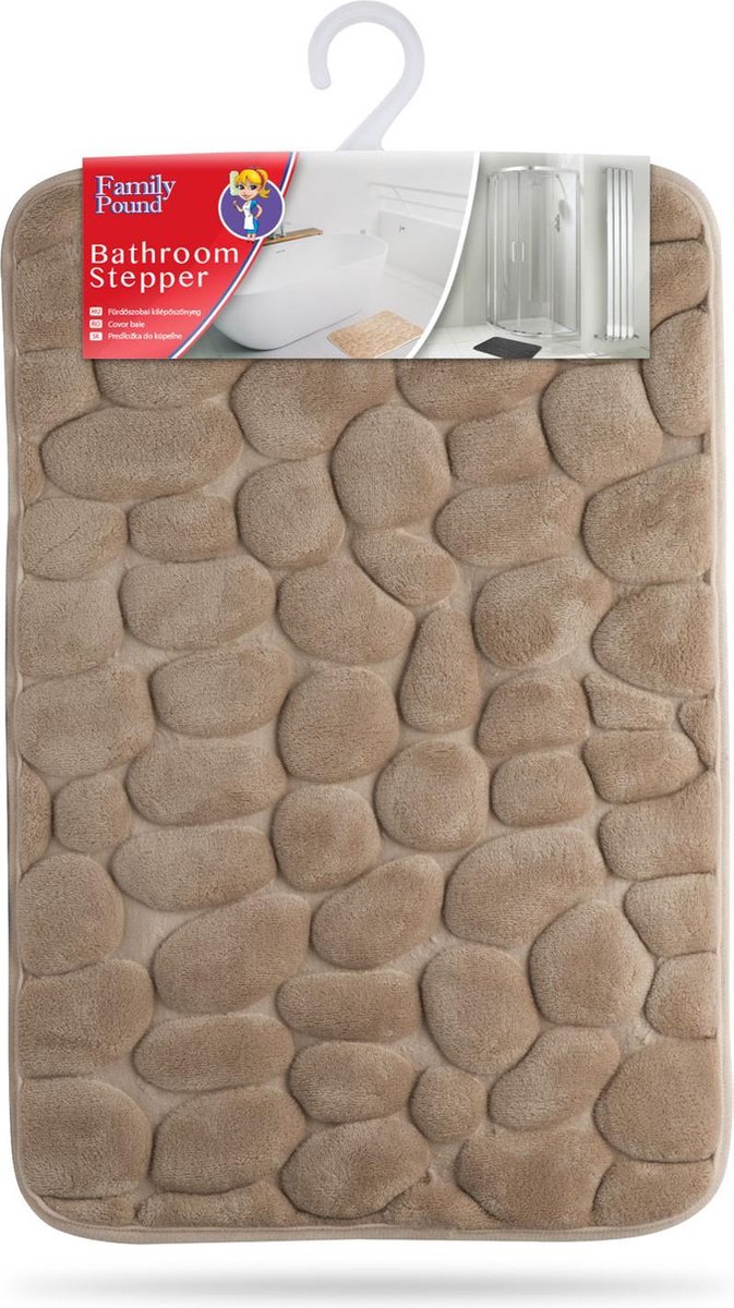 Afbeelding van Kleine Antislip Badmat voor in Badkamer/Toilet/WC - Bruin - Steenpatroon - 40x60cm - 011e b86d 4f6a 877c