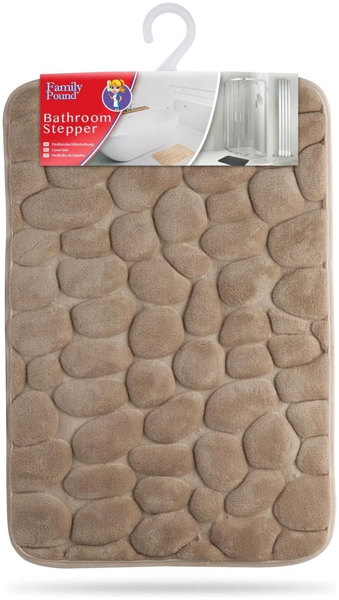 Afbeelding van Kleine Antislip Badmat voor in Badkamer/Toilet/WC - Bruin - Steenpatroon - 40x60cm - 011e b86d 4f6a 877c