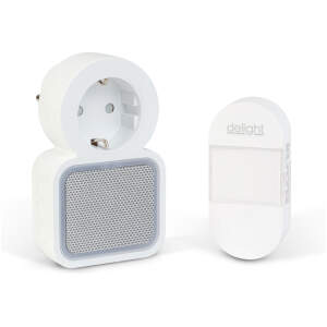 Afbeelding van Digitale batterijloze en draadloze deurbel – Kinetisch – 220–240V AC-stopcontact – wit – blauwe LED