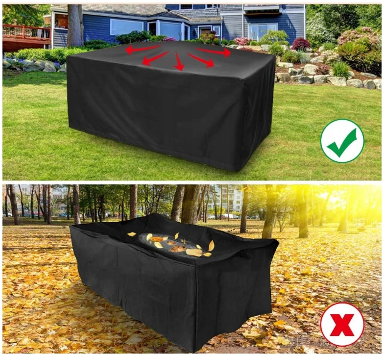 Afbeelding van Tuinset Beschermhoes Waterdicht met Trekkoord en Goede Afwatering - B242 x L160 x H100CM - Zwarte hoes