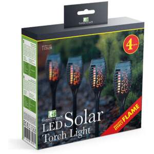Afbeelding van Garden of Eden - Tuinfakkels Zonne-energie Solar Prikspots met Vlameffect - Set van 4 - Tuinverlichting /