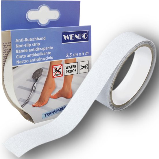 Afbeelding van Wenko - Anti Slip Strip Tape Zelfklevend - 5M x 2,5 CM - Antislip Tape voor Trap, Vloer, Drempel, -