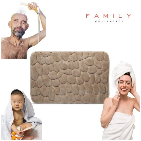 Afbeelding van Kleine Antislip Badmat voor in Badkamer/Toilet/WC - Bruin - Steenpatroon - 40x60cm - 0428 f5f7 49b6 83c1