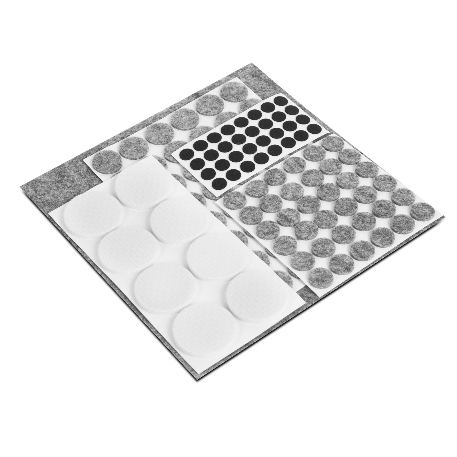 Afbeelding van 125x Premium Viltjes Stoelpoten - Zwart / Wit / Grijs - Zelfklevend Anti Kras Meubelvilt voor Meubels - 125