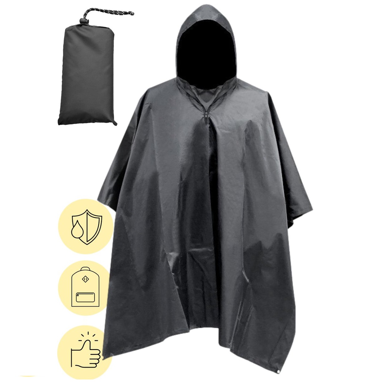 Afbeelding van Regenponcho / Fietsponcho Herbruikbaar voor Volwassenen ( Dames en Heren ) - 200x110cm - 100% Ripstop