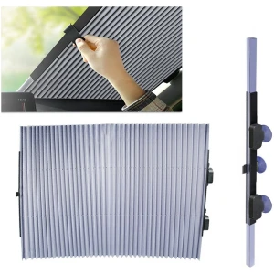 Afbeelding van Zonnescherm Auto - Zonwering - Voorruit - UV Protectie - Oprolbaar - Rolgordijn - Budgetline - 067a f7e7 43b5