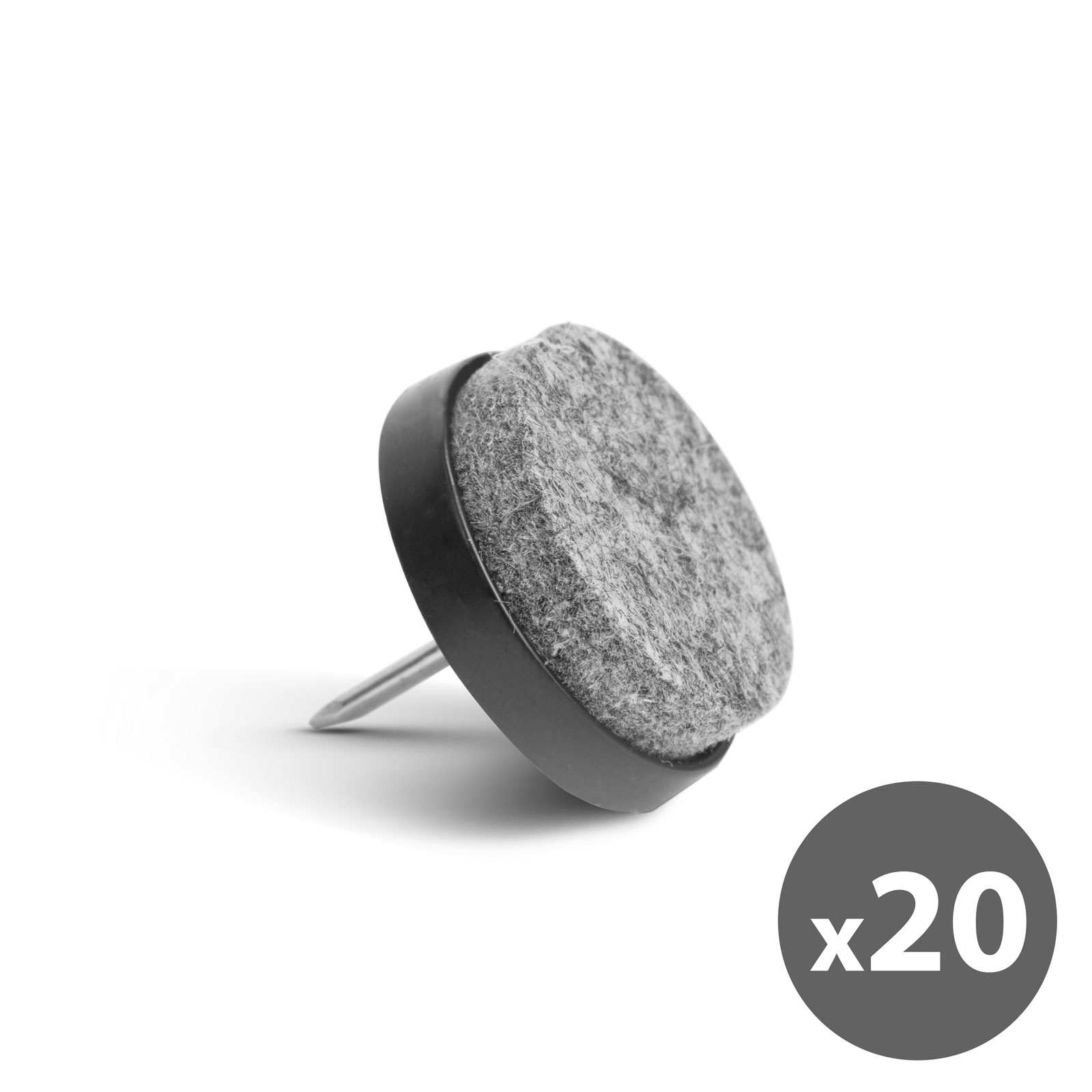 Afbeelding van 20x Premium Viltjes Stoelpoten met Spijker - Zwart / Grijs - Anti Kras Meubelvilt voor Meubels - 20 stuks -