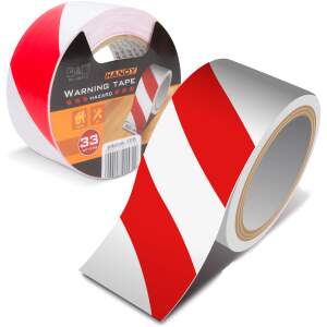 Afbeelding van Handy - Waarschuwingstape Zelfklevend - 33 Meter x 5 CM - Rood/Wit Waarschuwing Tape voor Trap, Vloer,