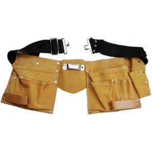 Afbeelding van Lederen Gereedschapsgordel - 10 vaks - ToolPack - Gereedschapsriem - Hamerhouder - Tapehouder - Spijkerschort