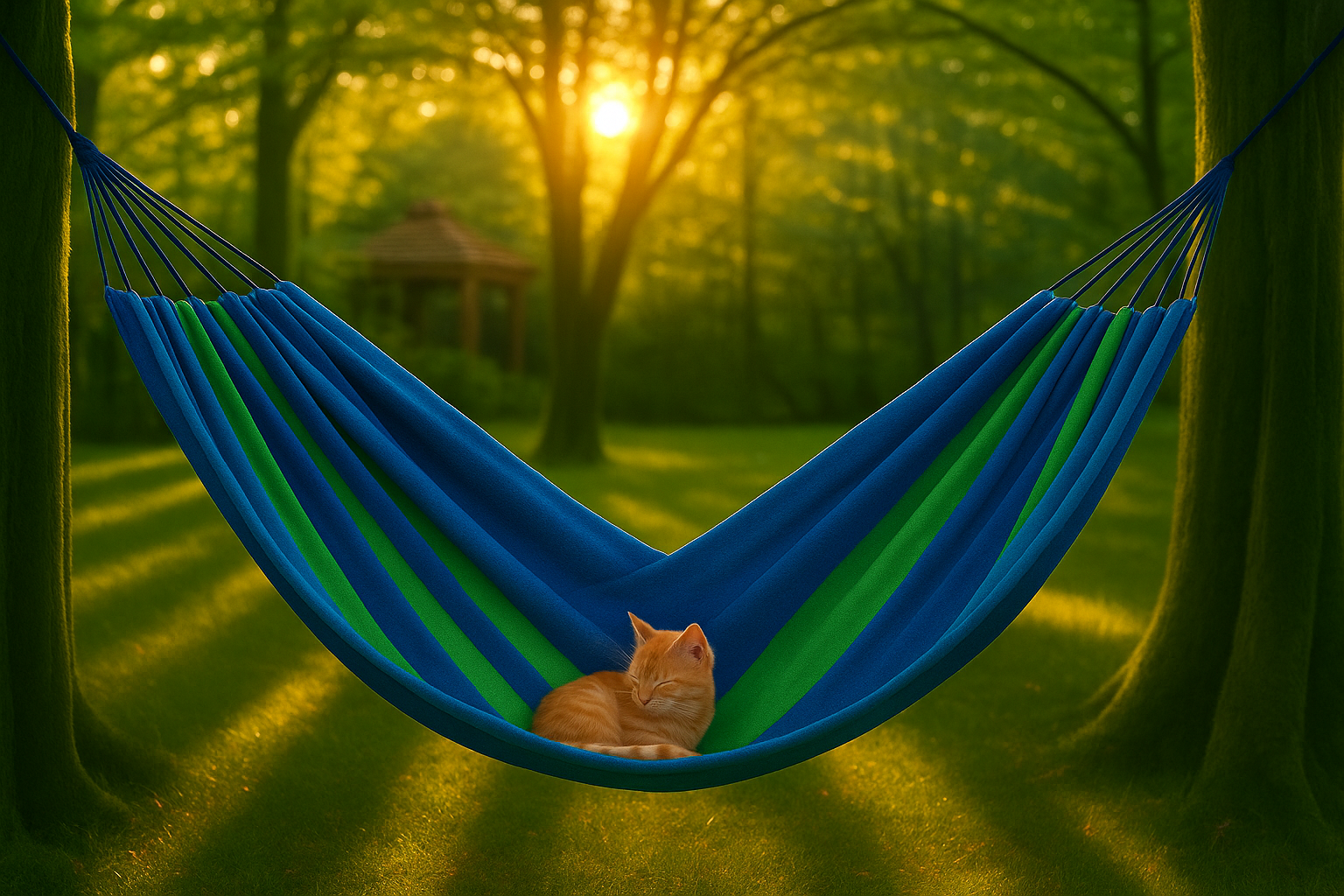 Afbeelding van HSXL Dubbele Hangmat Blauw met Touwen - 1 of 2 Persoons - Lig Oppervlak 190x150cm - Lengte 260cm - 0904 76c0