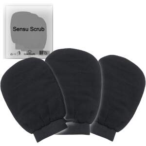 Afbeelding van 3x Sensu Scrub Handschoen - 3 stuks - Zwart - Washand Exfoliating Glove - Kessa Hammam Washandje - BPK - 0957