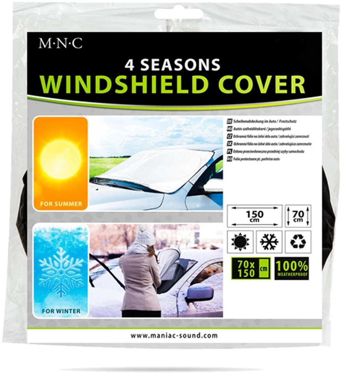 Afbeelding van MNC - Zonnescherm Voorruit Auto Buitenkant / Antivries Deken Auto L - 150x70 CM - 4 Seizoenen - Voorruithoes